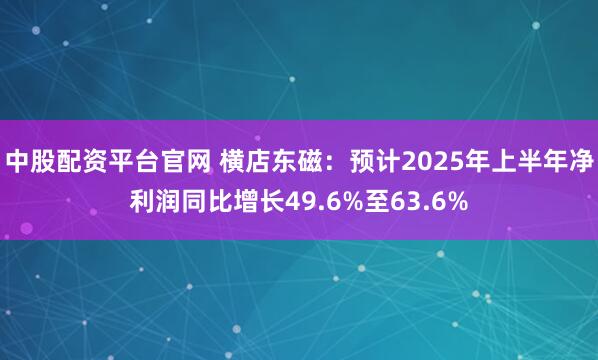 中股配资平台官网 横店东磁：预计2025年上半年净利润同比增长49.6%至63.6%