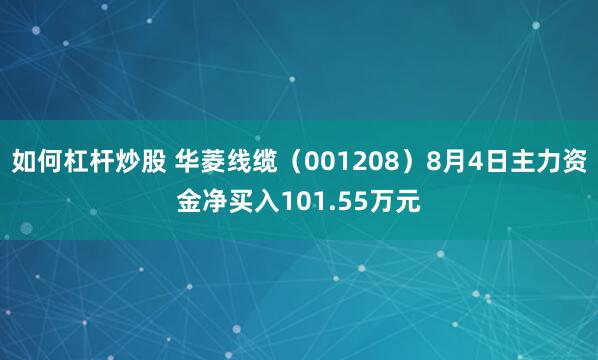 如何杠杆炒股 华菱线缆（001208）8月4日主力资金净买入101.55万元