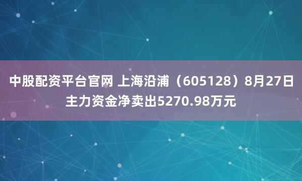 中股配资平台官网 上海沿浦（605128）8月27日主力资金净卖出5270.98万元