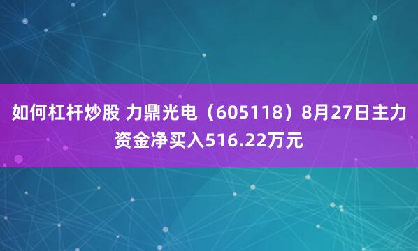如何杠杆炒股 力鼎光电（605118）8月27日主力资金净买入516.22万元